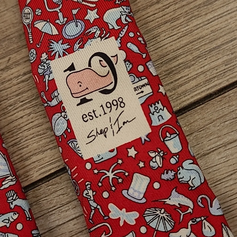 VINEYARD VINES‎ Red Whimsical Patterns 10th Year Anniversary Mens Silk Tie NEW